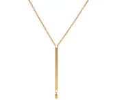Stainless Steel Vertical Bar Necklace Gold Tone 18" Chain